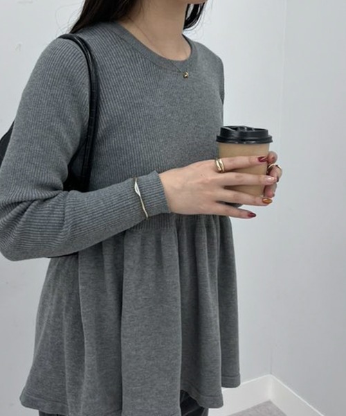 RANAN（ラナン） ニット セーター リブ切替ペプラムニット レディース