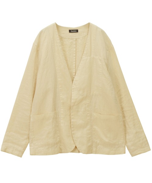 Plantation」 ノーカラージャケット M size オフホワイト レディース 