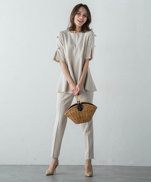 Viaggio Blu シャツ ブラウス MISSION DOUBLECLOTHリボンブラウス 