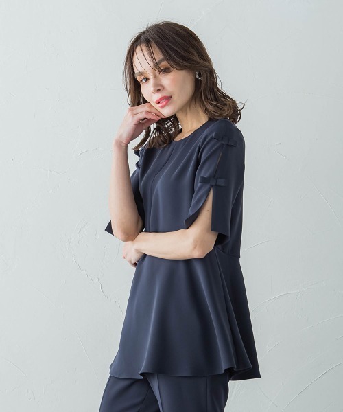 Viaggio Blu シャツ ブラウス MISSION DOUBLECLOTHリボン