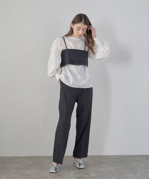 MINERTE キャミソール 「MINERTE」back ribbon pinstripe bustier