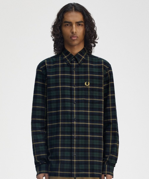 FRED PERRY TARTAN SHIRT ネイビー 半袖