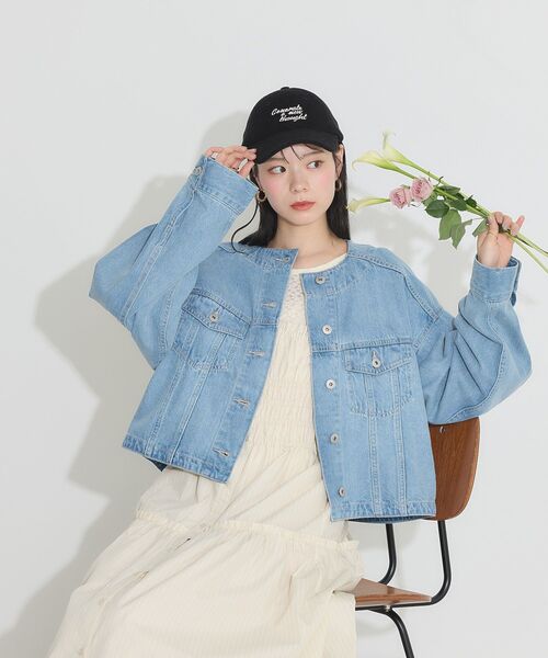 earth music&ecology デニムジャケット gジャン ノーカラー