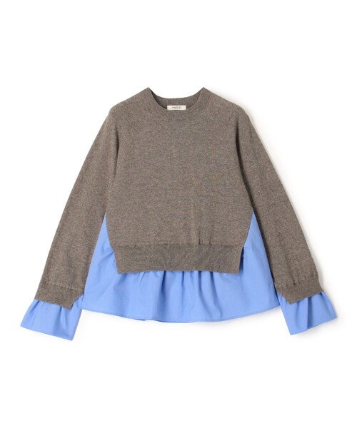 【MACPHEE】ファブリックコンビ クルーネックプルオーバー MACPHEE ニット セーター ファブリックコンビ クルーネックプル