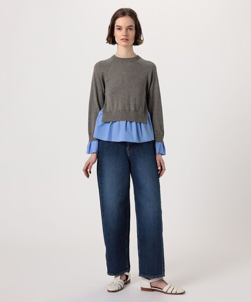 【MACPHEE】ファブリックコンビ クルーネックプルオーバー MACPHEE 【MACPHEE】ファブリックコンビ クルーネックプル