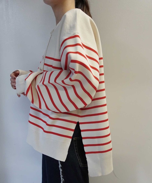 ニット セーター 「CORNERS by KR」ボーダーヘンリーネックニット レディース ニット セーター 「CORNERS by KR」ボーダーヘンリーネック