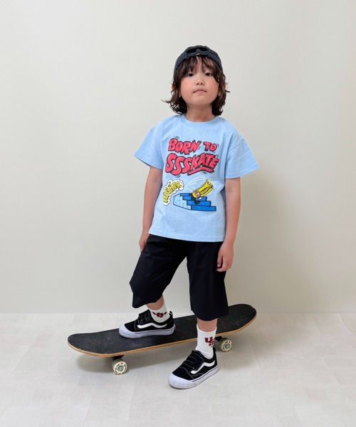ホットウィール BATMOBILE & エアブラシハンドペイントキッズ用Tシャツ Crescent tシャツ 「Hot WHeeLs」ホットウィールスケボー半袖T
