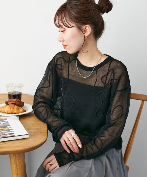 ニット セーター 「EDIT-B」綿カシミアプルオーバー レディース 予約]透かしニュアンスニットプルオーバー/ベージュ – Lumier