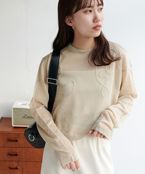 【新品】DISCOAT【＠317.mychn】線柄プルオーバー　サックスブルー 317.mychn】線柄プルオーバー《WEB限定カラーあり》（ニット