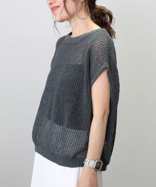 Aletta vita サマーニット ニット セーター フレンチスリーブメッシュ