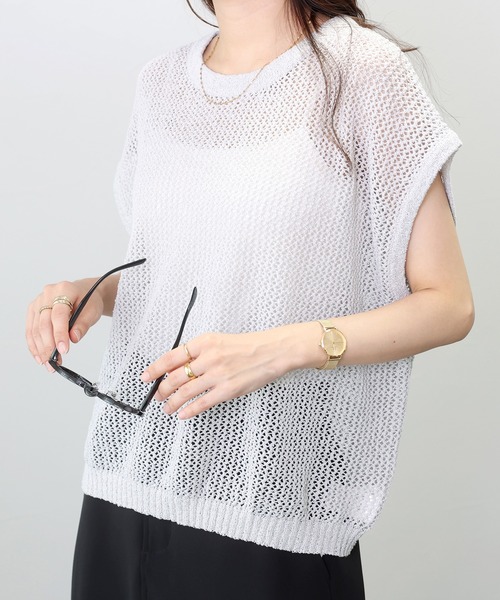Aletta vita サマーニット ニット セーター フレンチスリーブメッシュ