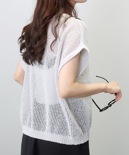 Aletta vita サマーニット ニット セーター フレンチスリーブメッシュ