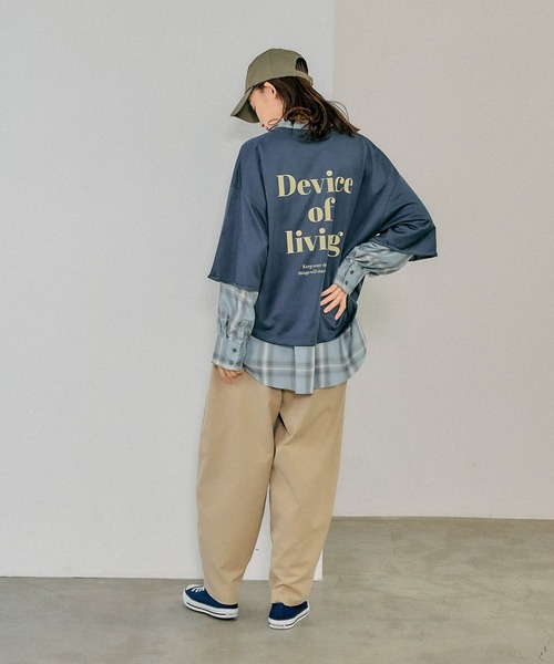 GLOBAL WORK tシャツ 乾きやすいスウェットプリント7分袖/289384