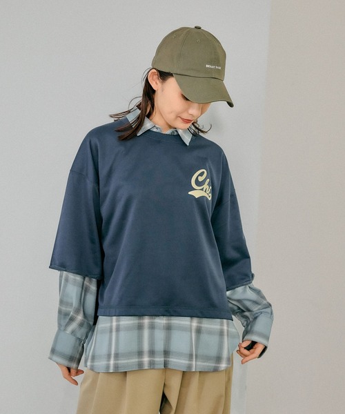 GLOBAL WORK tシャツ 乾きやすいスウェットプリント7分袖/289384