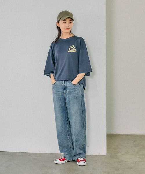 GLOBAL WORK tシャツ 乾きやすいスウェットプリント7分袖/289384