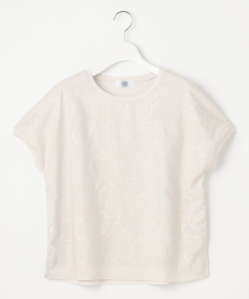 tシャツ 半袖 「洗える」シアーエンブロイダリー カットソー
