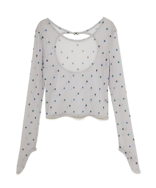tシャツ Tiny Swan Printed Sheer Top レディース