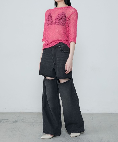 le ELMi ジーンズ デニム デニムパンツ Slit straight denim