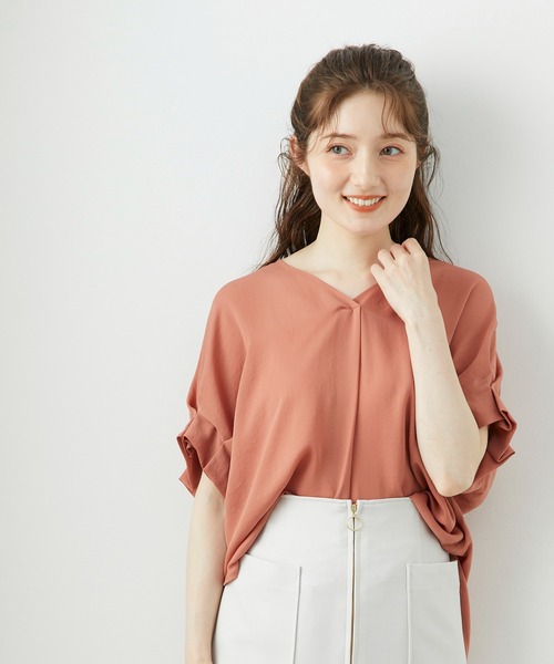 ブラウス シャツ NANOTEXタックスリーブブラウス レディース