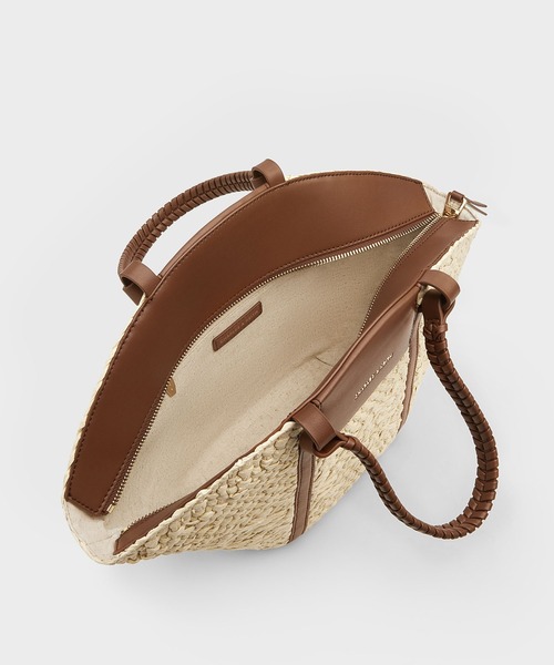 人気 DT♪ ラフィアバケツバック ベージュ 国内発送 CHARLES ＆ KEITH トートバッグ Shalia シャリア ラフィア
