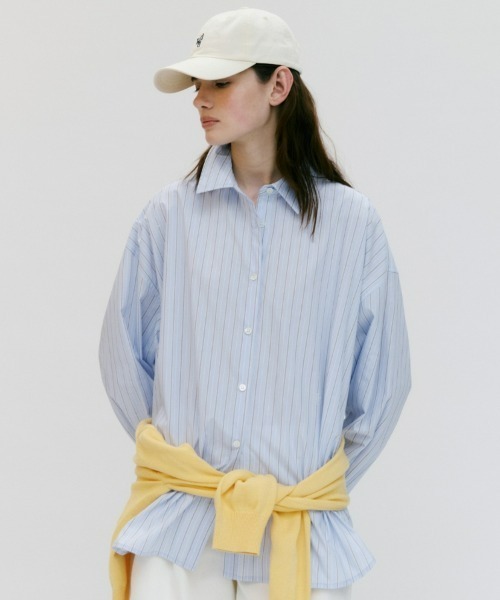 ブラウス シャツ oversized stripe shirts レディース