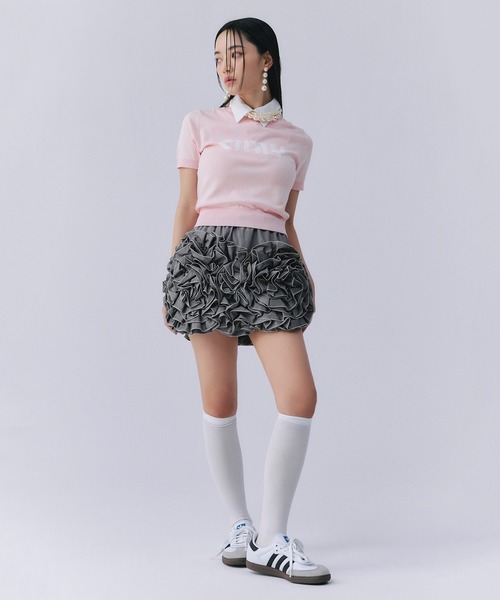 エイミー フラワーモチーフミニスカート EIMY ISTOIRE（エイミーイストワール） スカート フラワーモチーフミニ