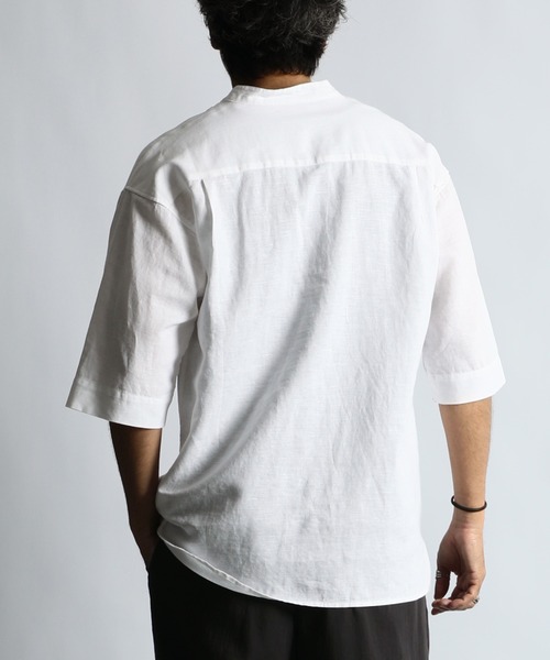 The DUFFER of ST.GEORGE シャツ LINEN BLEND BAND COLLAR 3Q