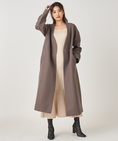 「ROYAL PARTY」 ノーカラーコート FREE ブラウン レディース_画像2