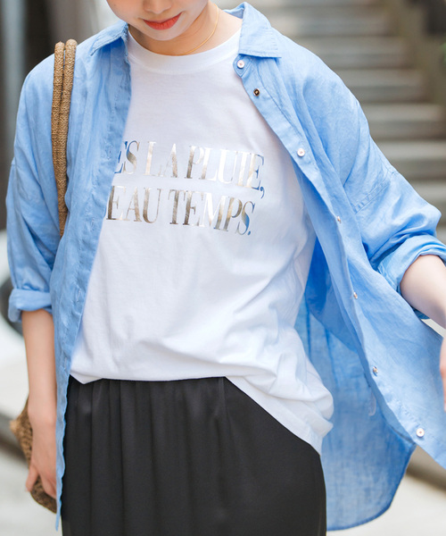 Spick&Span 2025新品Tシャツ Spick＆Span tシャツ 「追加2」箔ロゴプリントTシャツ