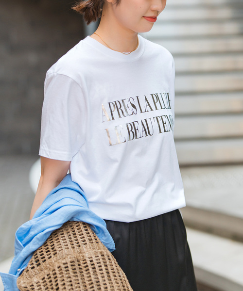 Spick＆Span tシャツ 「追加2」箔ロゴプリントTシャツ