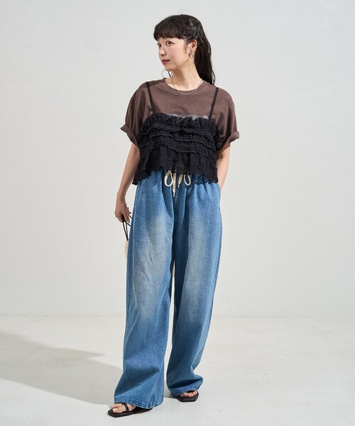 キャミソール ヴィンテージ風 2WAYレースビスチェ/バックリボン キャミビスチェ FREAK'S STORE キャミソール ヴィンテージ風 2WAYレースビスチェ