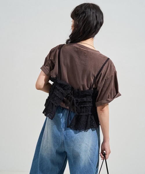 FREAK'S STORE キャミソール ヴィンテージ風 2WAYレースビスチェ