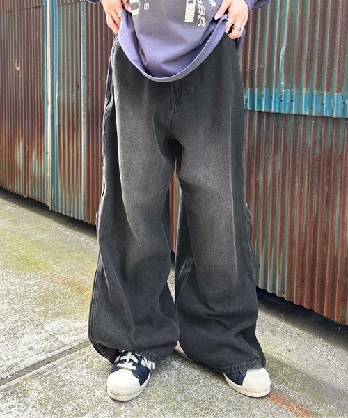 「sedacle」 加工デニムパンツ LARGE ブラック メンズ