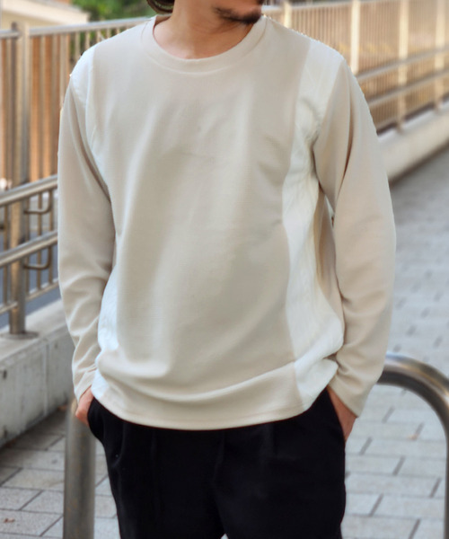 ikka（イッカ） tシャツ フクレジャカード切り替えロンT メンズ