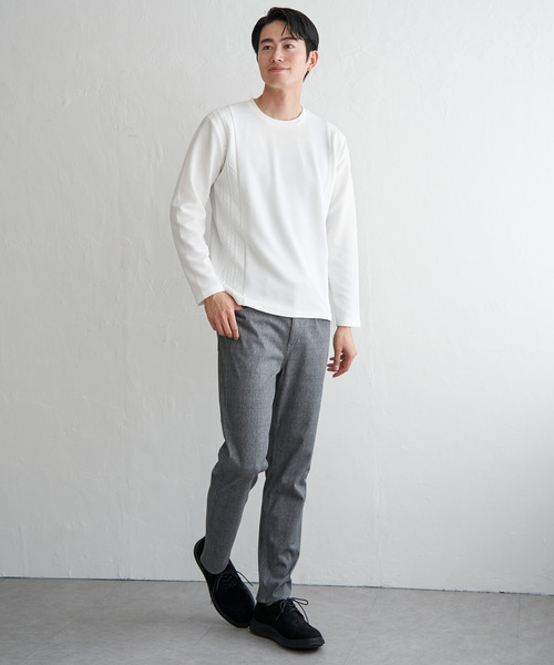 ikka（イッカ） tシャツ フクレジャカード切り替えロンT メンズ