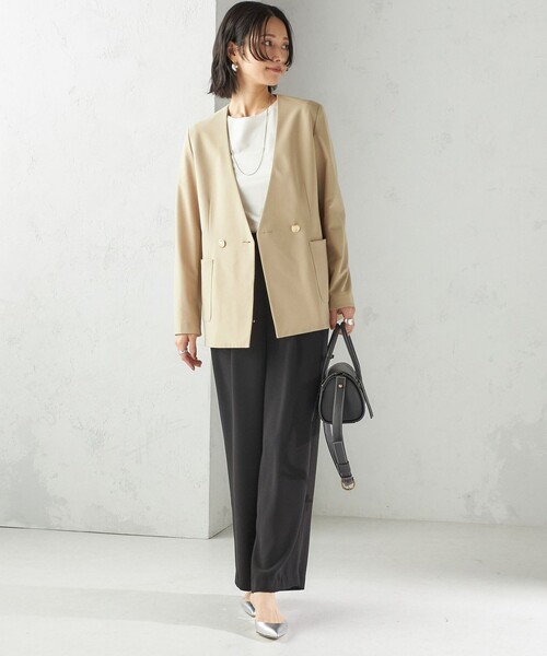 未使用★BEIGE★撥水★ノーカラー★ダブルジップ★ブルゾン★ジャケット SHIPS（シップス） ジャケット ノーカラージャケット 「吸水速乾 / 防
