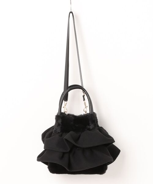 超美品　マダムヒロコ　牛革　2ウェイショルダーバッグ　ハンドバッグ　レザーフリル 超美品 マダムヒロコ 牛革 2ウェイショルダーバッグ ハンドバッグ