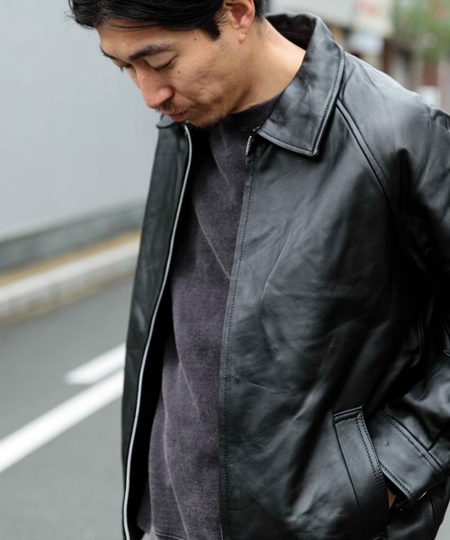 希少 美品 urban research 羊革 レザージャケット ブルゾン 黒 ITEMS URBANRESEARCH（アイテムズ アーバンリサーチ） レザーブルゾン