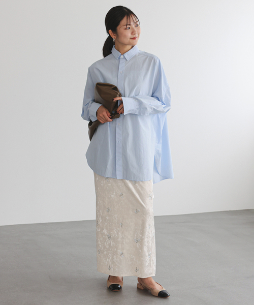 SLOBE IENA スカート フラワーエンブロイダリーベロアスカート