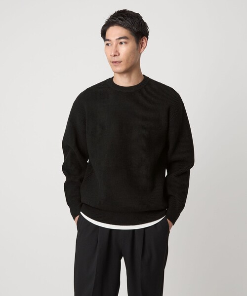 新品未使用 NEIGHBORHOOD ワッフル クルーネック ニット Lブラック セール】ワッフル編み クルーネックニット（ニット/セーター）｜ITEMS