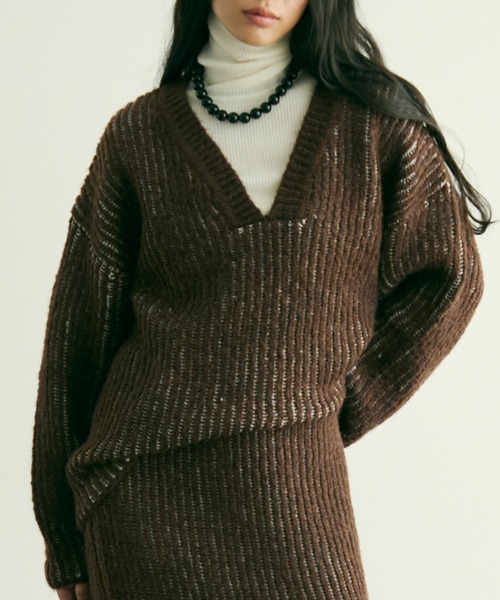 Trish（トリッシュ） ニット セーター 両畦ストライプアルパカタッチ深