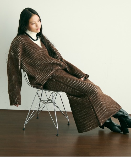 Trish（トリッシュ） ニット セーター 両畦ストライプアルパカタッチ深