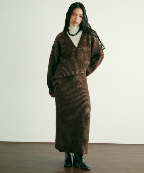 Trish（トリッシュ） ニット セーター 両畦ストライプアルパカタッチ深