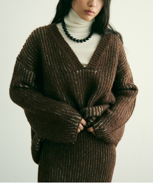 Trish（トリッシュ） ニット セーター 両畦ストライプアルパカタッチ深