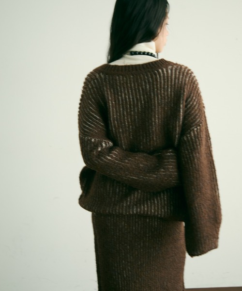 Trish（トリッシュ） ニット セーター 両畦ストライプアルパカタッチ深