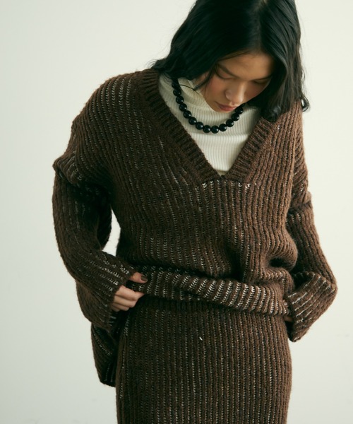 Trish（トリッシュ） ニット セーター 両畦ストライプアルパカタッチ深