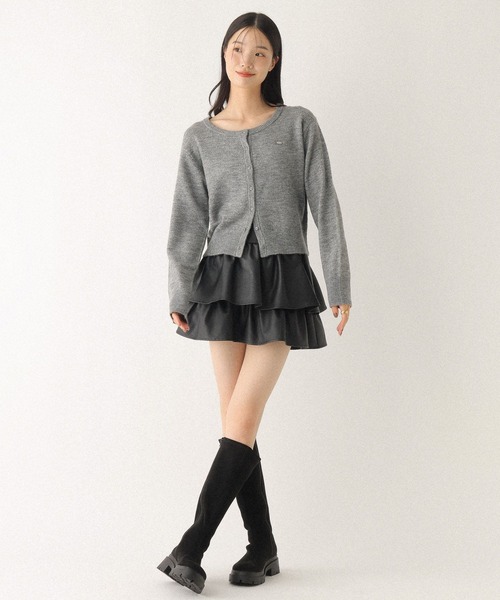 Heather（ヘザー） スカート フェイクレザーフリルミニスカート 600185