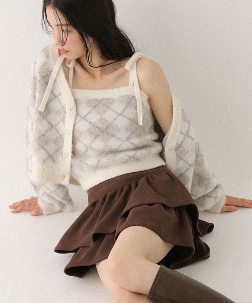 Heather（ヘザー） スカート フェイクレザーフリルミニスカート 600185