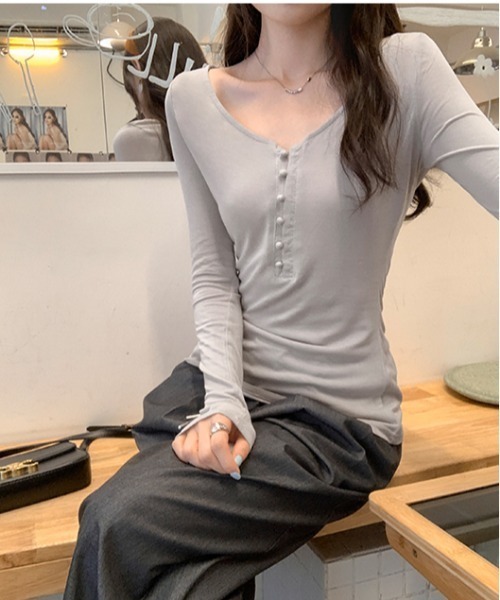 semuse tシャツ ヘンリーネックロンT レディース : ZOZOTOWN Yahoo!店