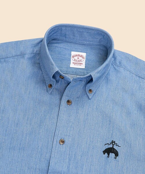 ブルックスブラザーズ（Brooks Brothers）/◆オンラインストア限定◆  コットン　ライト デニム　ビッグGFロゴ　カジュアルシャツ　Tra… BROOKS BROTHERS（ブルックスブラザーズ） シャツ オンラインストア